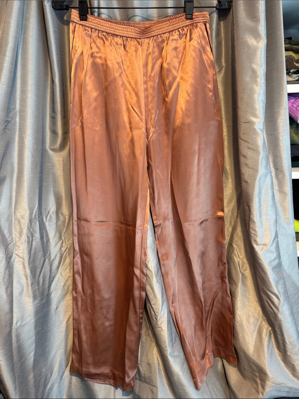 Enza Costa Satin Wide-Leg Pants in Copper Rose size 1/Small